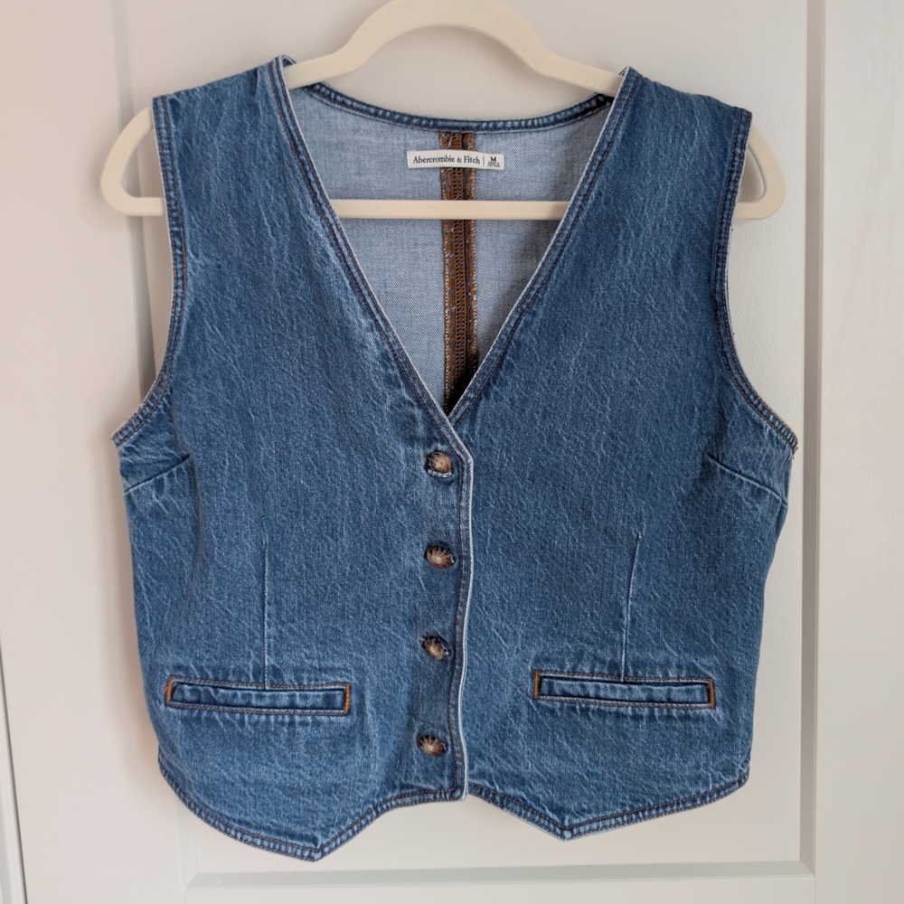 Abercrombie & Fitch Light Blue Denim Vest